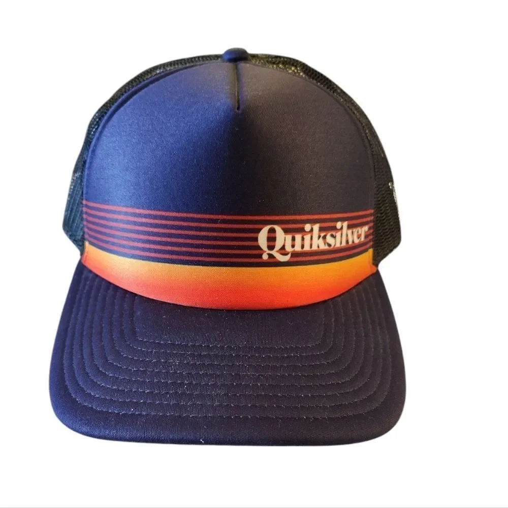 Quiksilver and O'Neill Striped Snapback Trucker‎ Beach Hats Bundle Of 2